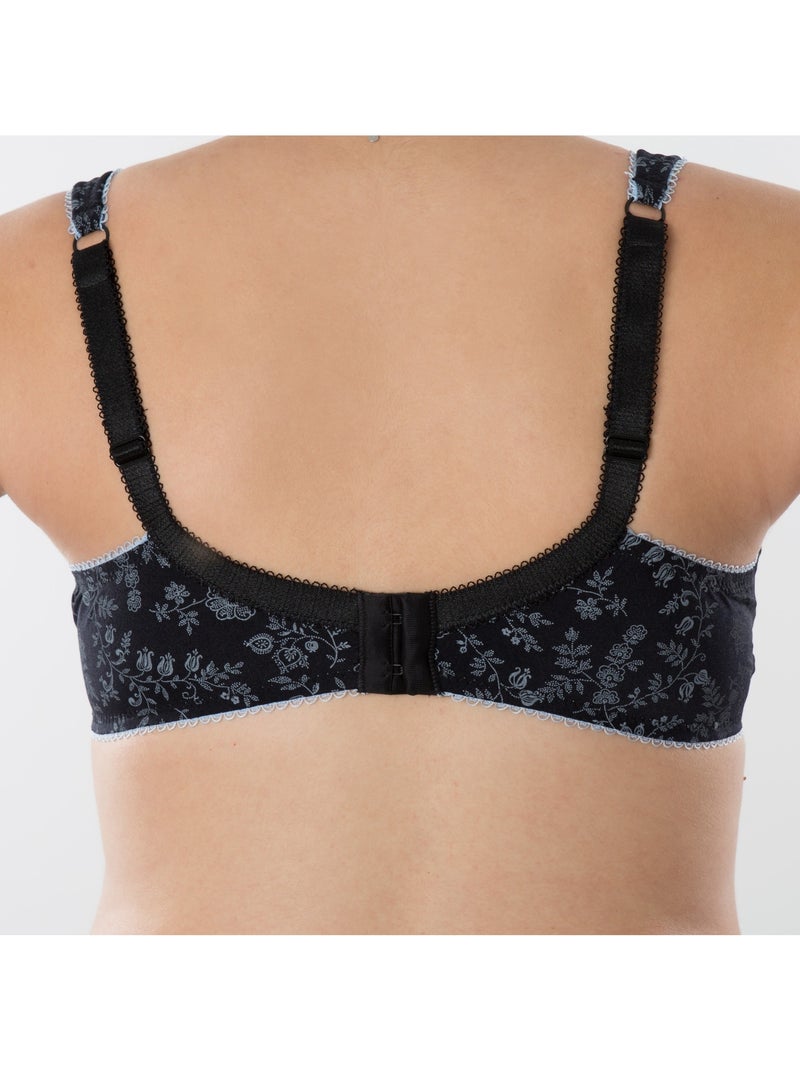 Soutien-gorge d'allaitement armatures souples DIANA 'Bogema' Noir Bleu ciel - Kiabi