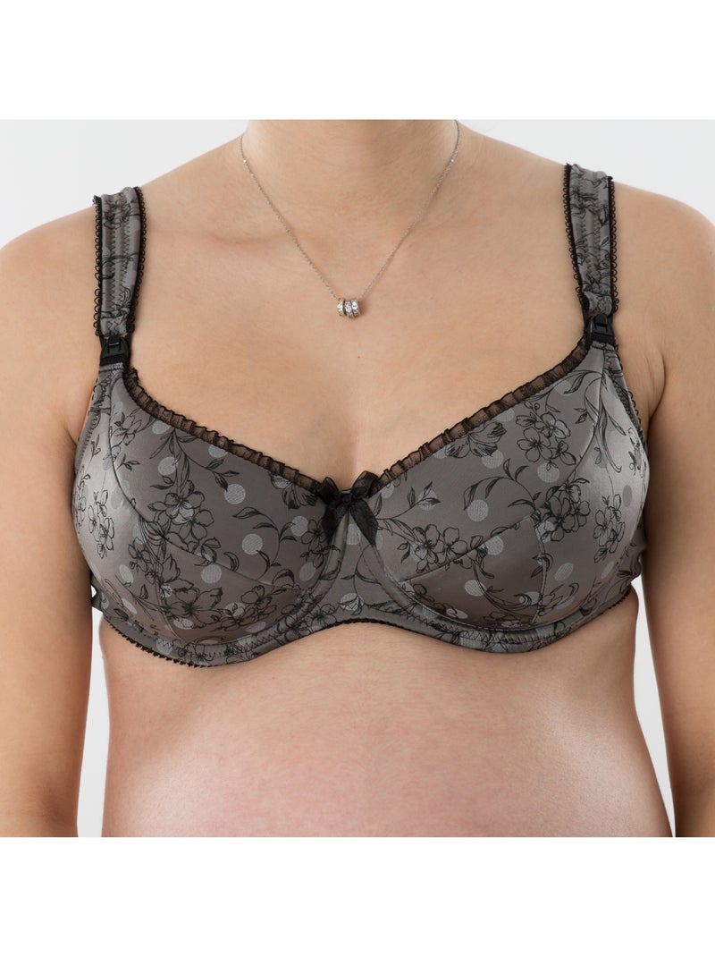 Soutien-gorge d'allaitement armatures souples OPHÉLIE 'Bogema' Gris Argenté Blanc - Kiabi