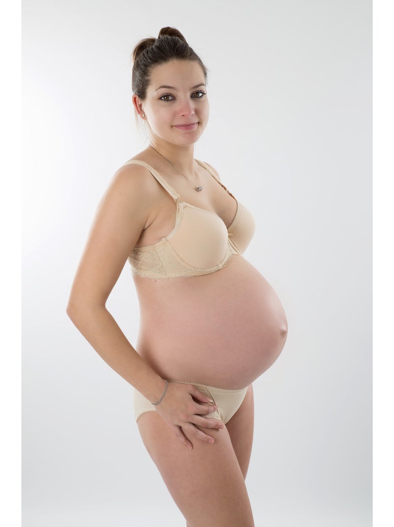 Soutien-gorge d'allaitement souple ANGÉLIQUE dentelle 'Bogema' Beige - Kiabi
