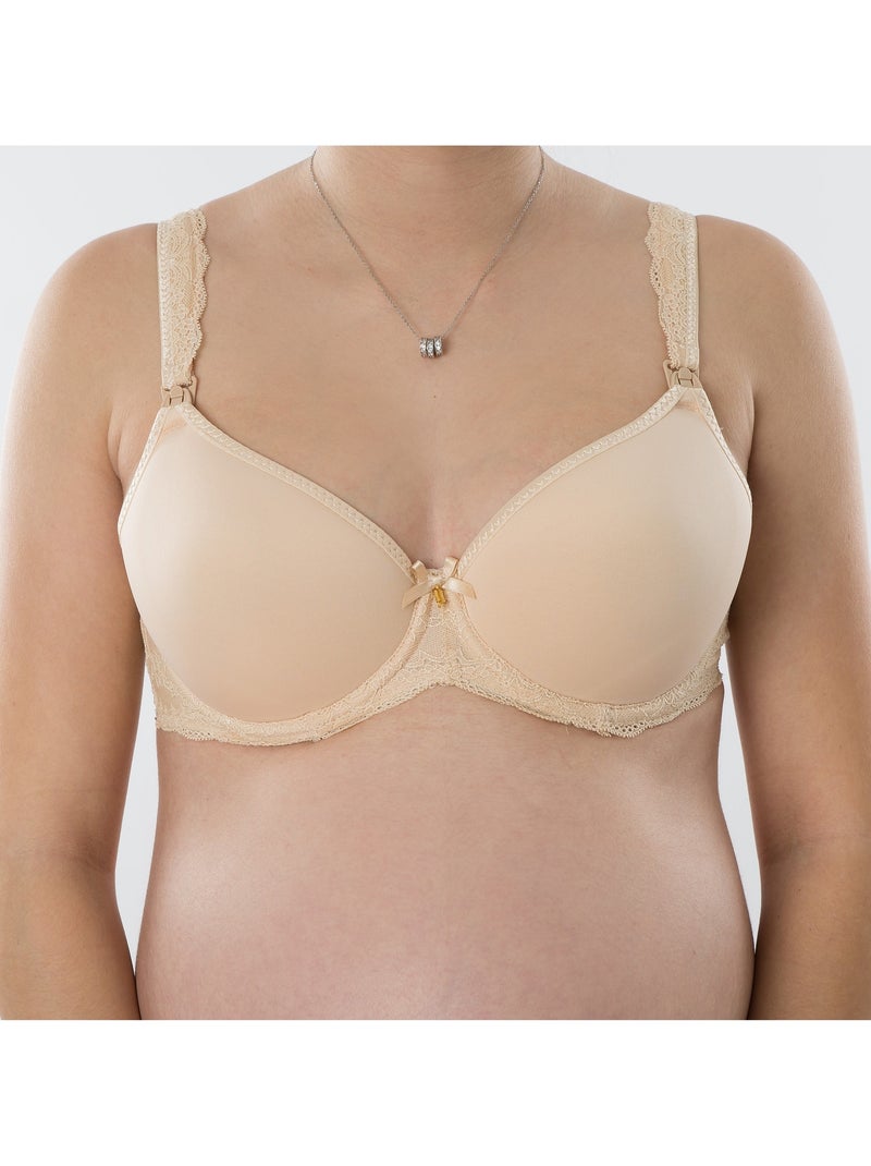 Soutien-gorge d'allaitement souple ANGÉLIQUE dentelle 'Bogema' Beige - Kiabi