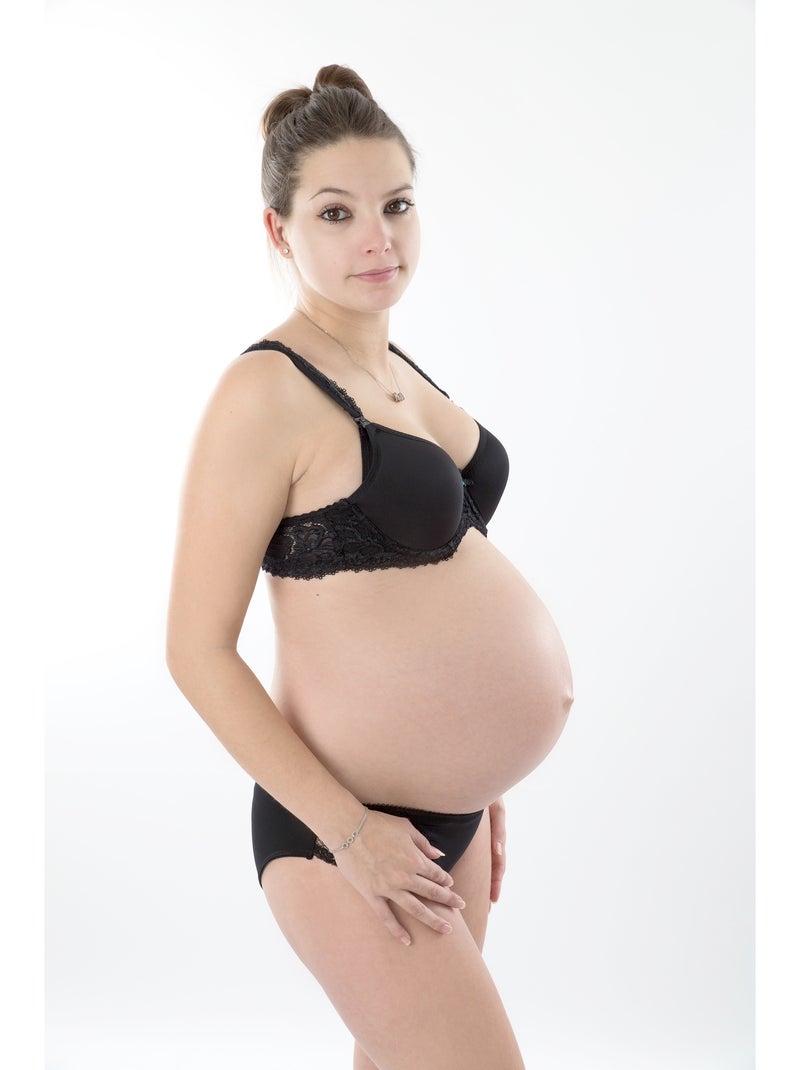 Soutien-gorge d'allaitement souple ANGÉLIQUE dentelle 'Bogema' Noir - Kiabi