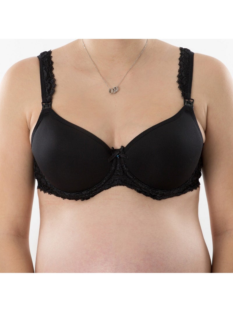Soutien-gorge d'allaitement souple ANGÉLIQUE dentelle 'Bogema' Noir - Kiabi