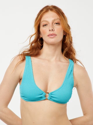 Soutien-gorge de bain en maille gaufrée avec anneau fantaisie