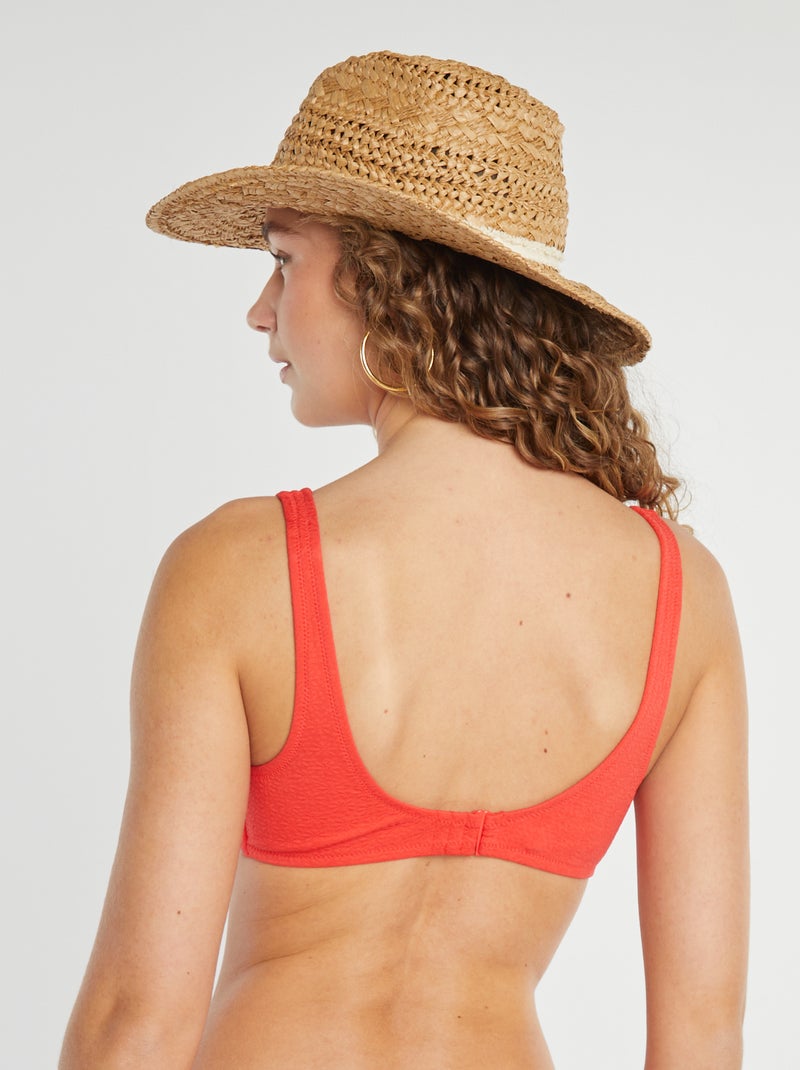 Soutien-gorge de bain en matière reliefée Rouge - Kiabi