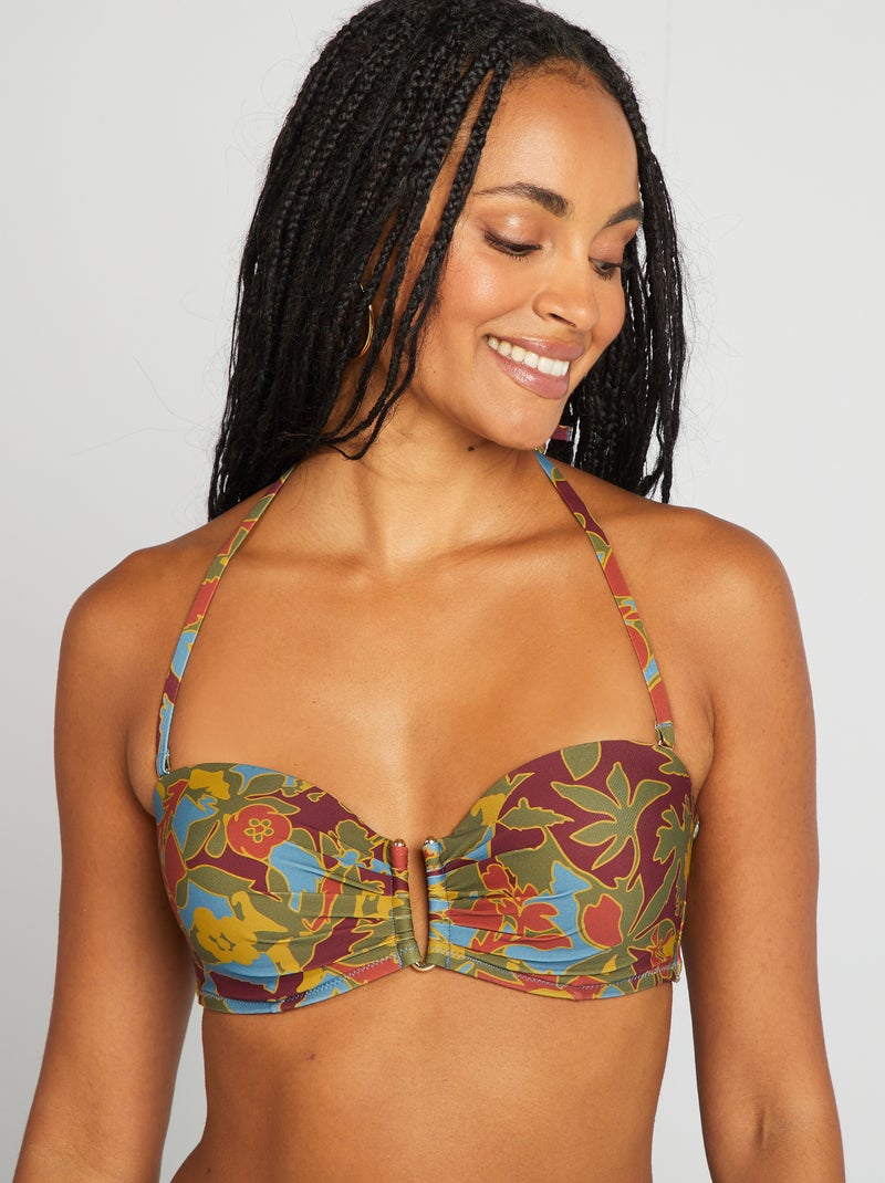 Soutien-gorge de bain fleuri à coques Imprimé fleuri - Kiabi