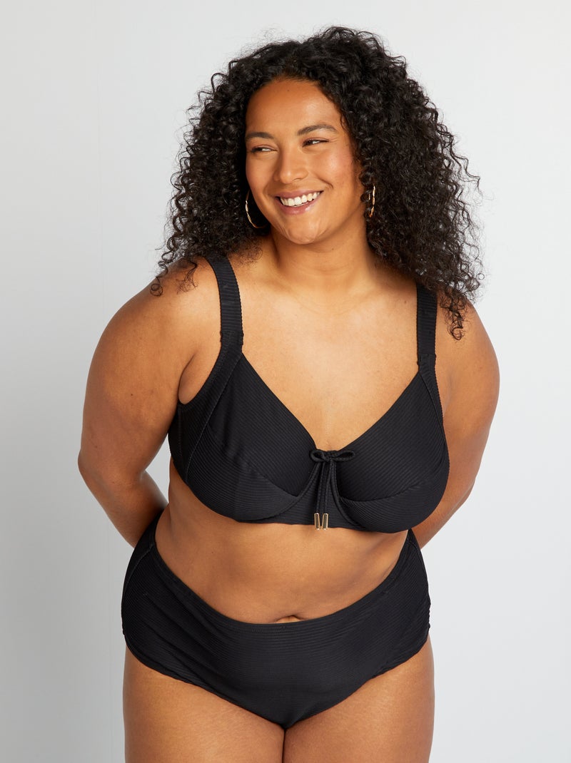 Soutien-gorge de bain matière plissée noir - Kiabi