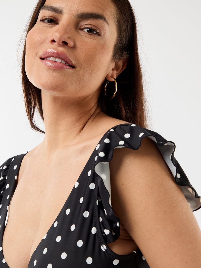 Soutien-gorge de bain motif pois Noir - Kiabi