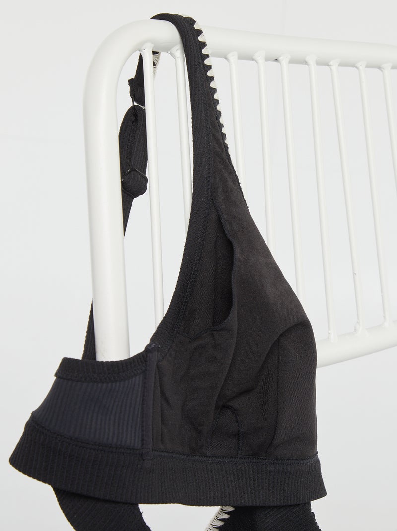 Soutien-gorge de bain post-opératoire en nid d'abeille Noir/blanc - Kiabi