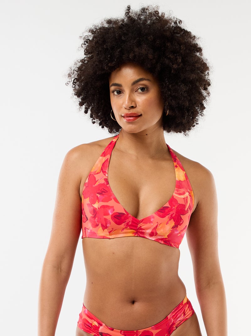 Soutien-gorge de bain print fleurs Orange - Kiabi