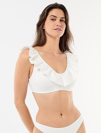 Soutien-gorge de bain volanté en microfibre souple