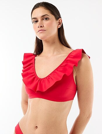 Soutien-gorge de bain volanté en microfibre souple