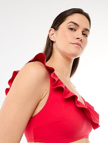 Soutien-gorge de bain volanté en microfibre souple