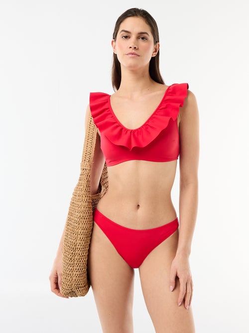 Soutien-gorge de bain volanté en microfibre souple - Kiabi
