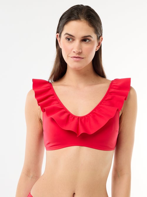 Soutien-gorge de bain volanté en microfibre souple - Kiabi