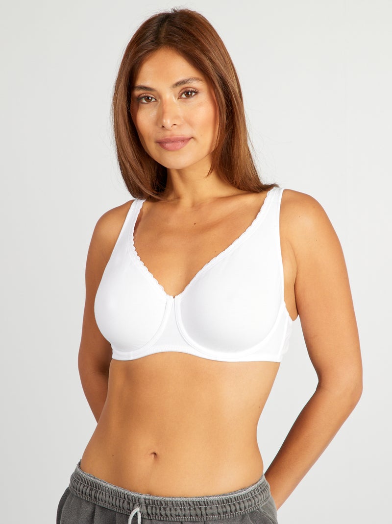 Soutien-gorge D&E en coton blanc - Kiabi