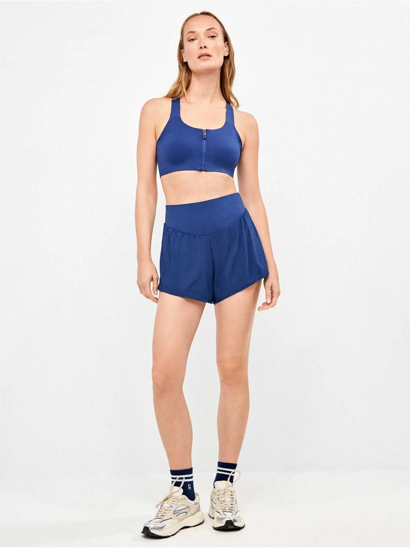 Soutien-gorge de sport à haute maintien avec fermeture éclair à l'avant Bleu marine - Kiabi