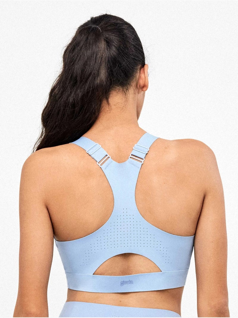Soutien-gorge de sport à haute maintien avec fermeture éclair à l'avant Bleu - Kiabi
