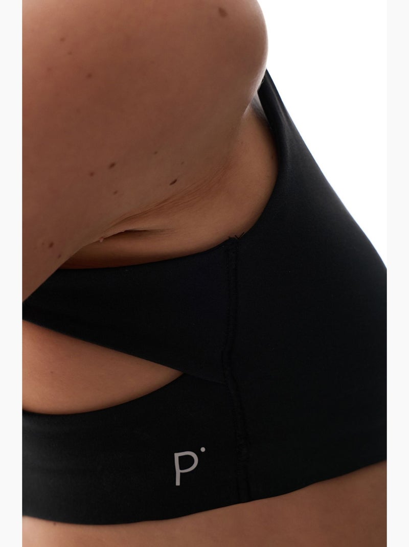 Soutien-gorge de sport à maintien léger, coussinets amovibles et dos croisé penti Noir - Kiabi