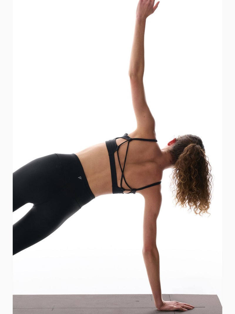 Soutien-gorge de sport à maintien léger, coussinets amovibles et dos croisé penti Noir - Kiabi