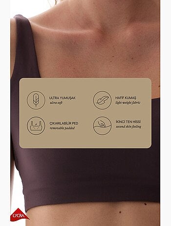 Soutien-gorge de sport à maintien léger, coussinets amovibles et dos croisé penti