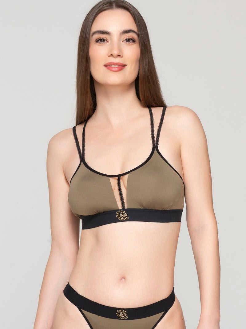 Soutien-gorge de sport brassière dos croisé SPLENDID Kaki - Kiabi