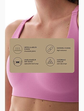 Soutien-gorge de sport dos croisé, maintien moyen, bretelles antidérapantes penti
