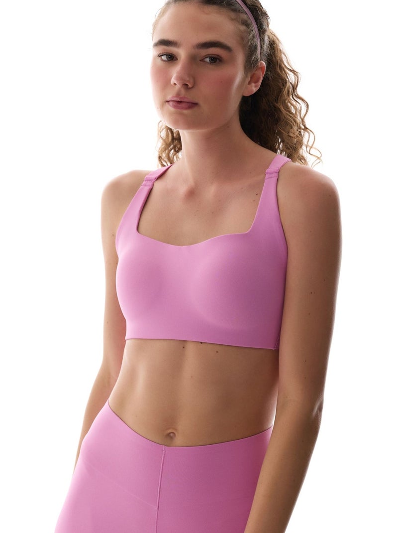 Soutien-gorge de sport dos croisé, maintien moyen, bretelles antidérapantes penti Magenta - Kiabi