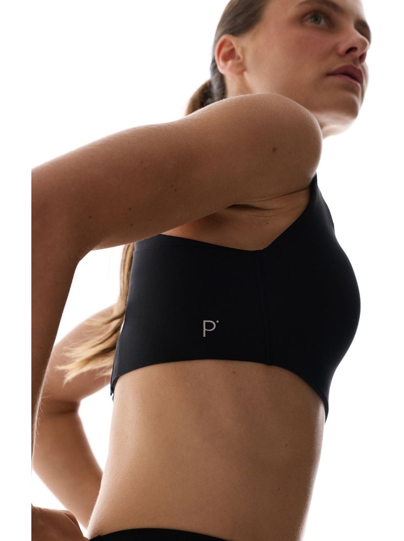 Soutien-gorge de sport dos croisé, maintien moyen, bretelles antidérapantes penti Noir - Kiabi