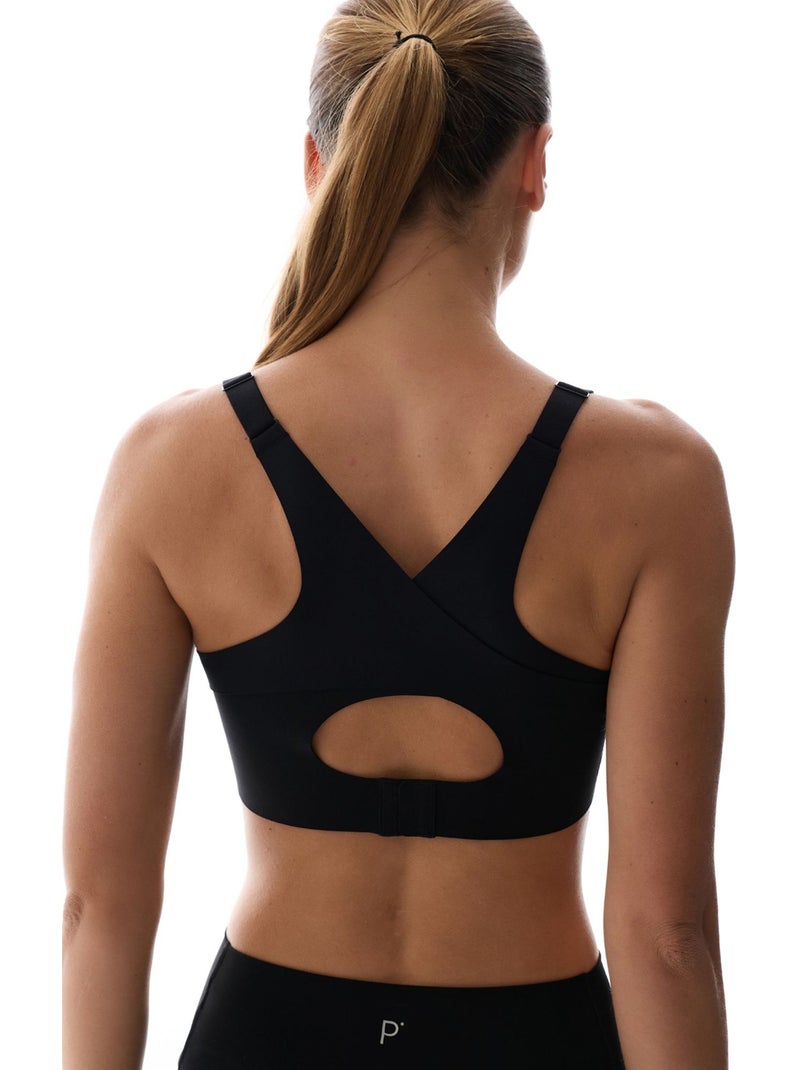 Soutien-gorge de sport dos croisé, maintien moyen, bretelles antidérapantes penti Noir - Kiabi