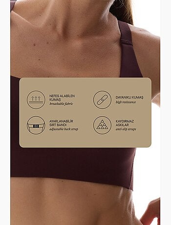 Soutien-gorge de sport dos croisé, maintien moyen, bretelles antidérapantes penti