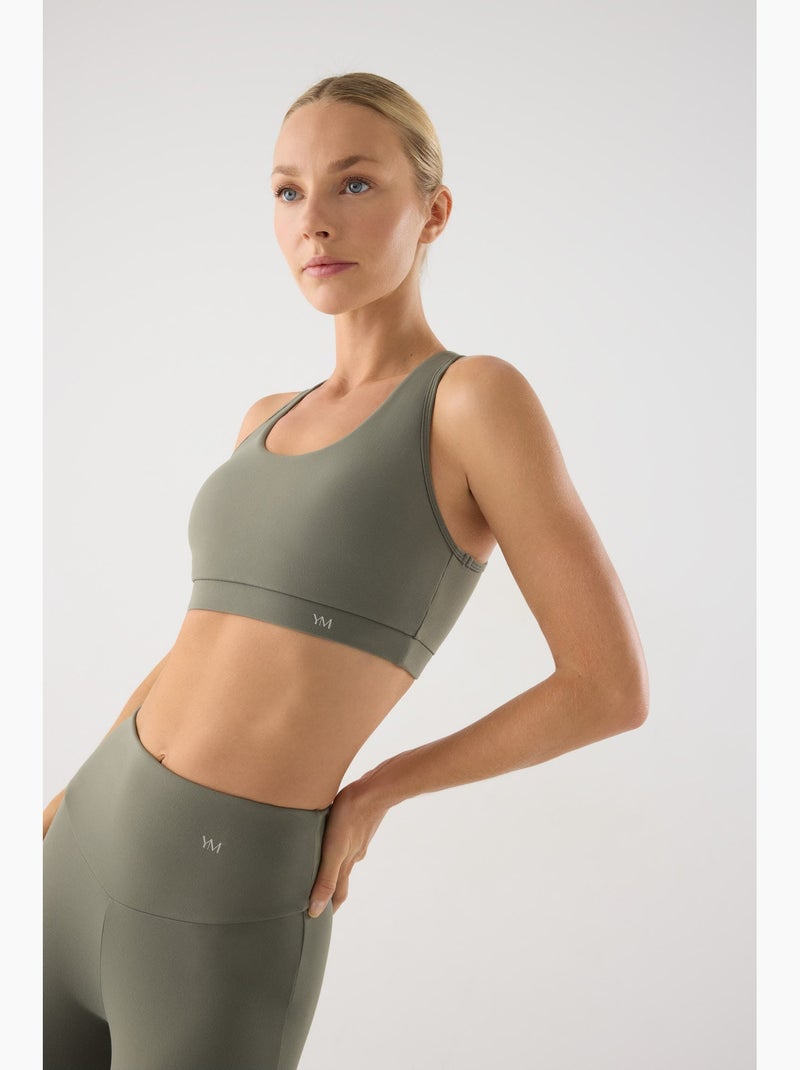 Soutien-gorge de sport effet coton Vert - Kiabi