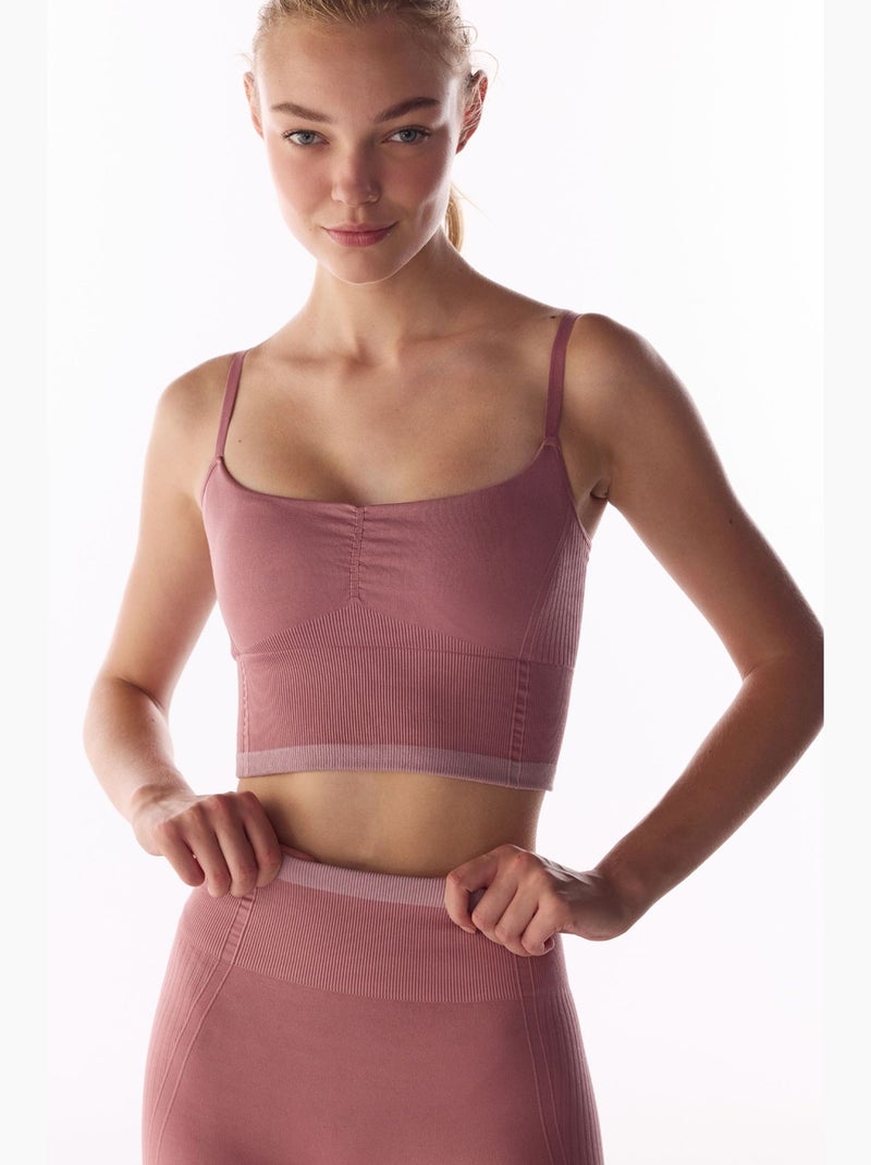 Soutien-gorge de sport rayé sans coutures penti Mauve - Kiabi