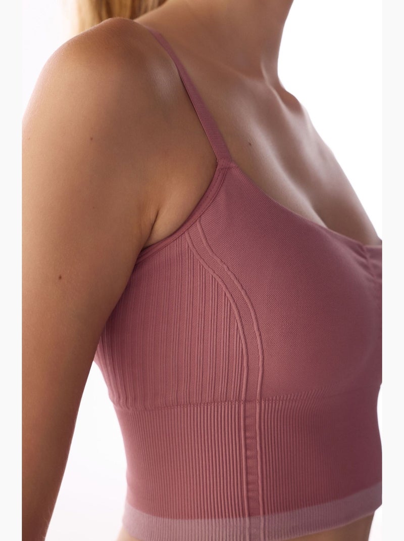 Soutien-gorge de sport rayé sans coutures penti Mauve - Kiabi