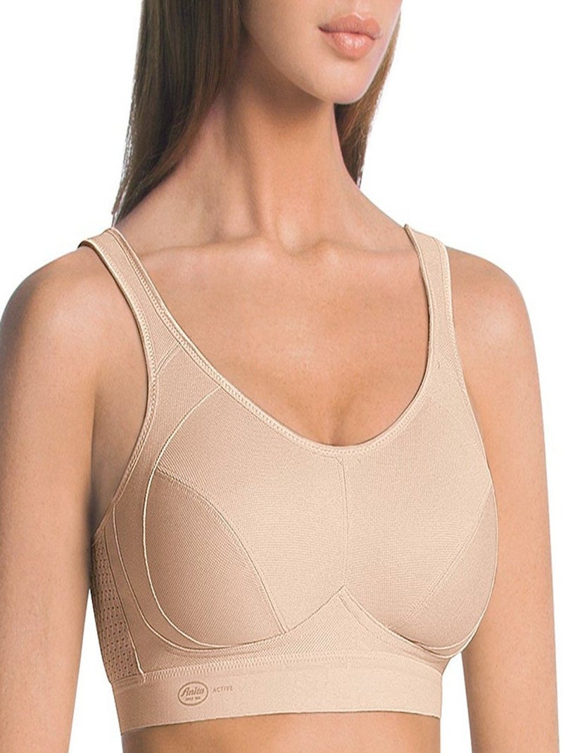 Soutien-gorge de sport respirant sans armatures Extreme control Beige - Kiabi