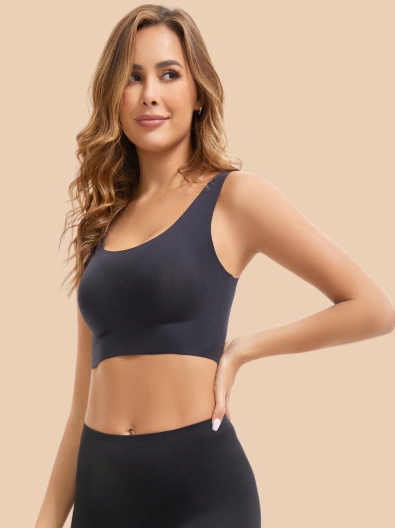 Soutien-gorge de sport sans fil au quotidien avec bonnets amovibles Noir Noir - Kiabi