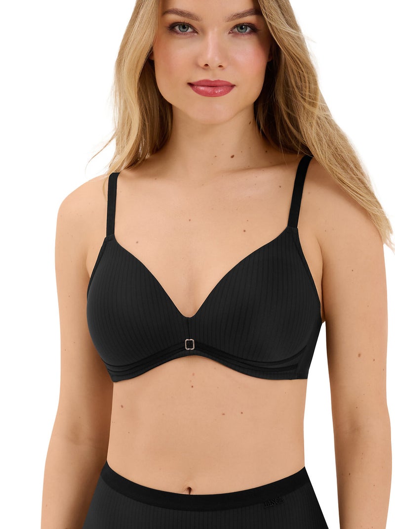 Soutien-gorge décolleté préformé sans armatures Laura Noir - Kiabi