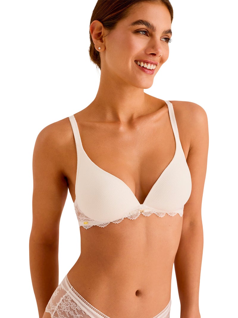 Soutien-gorge décolleté profond préformé ss armatures MANUELA MARIAGE Ecru - Kiabi