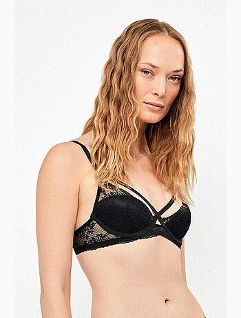 Soutien-gorge demi-coupe en dentelle avec bretelles croisées