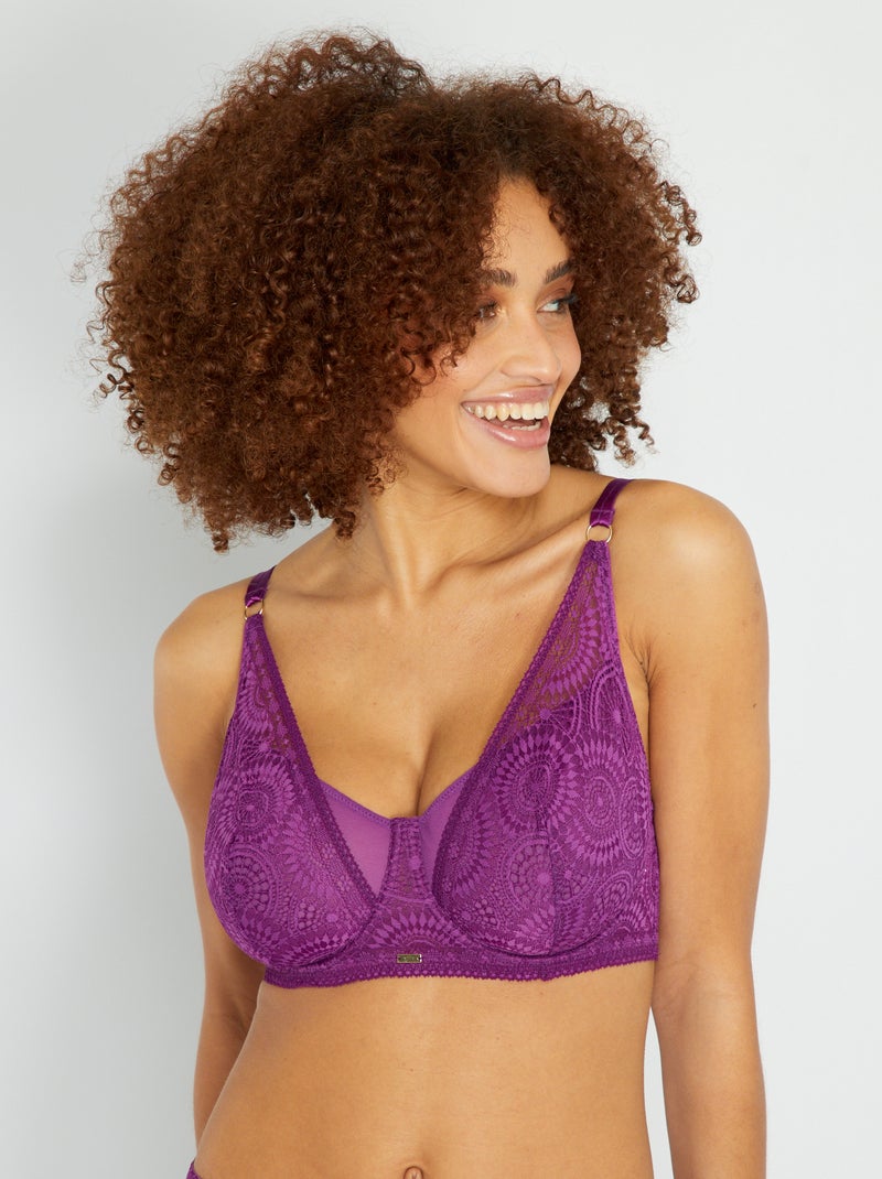 Soutien-gorge dentelle D&E violet - Kiabi