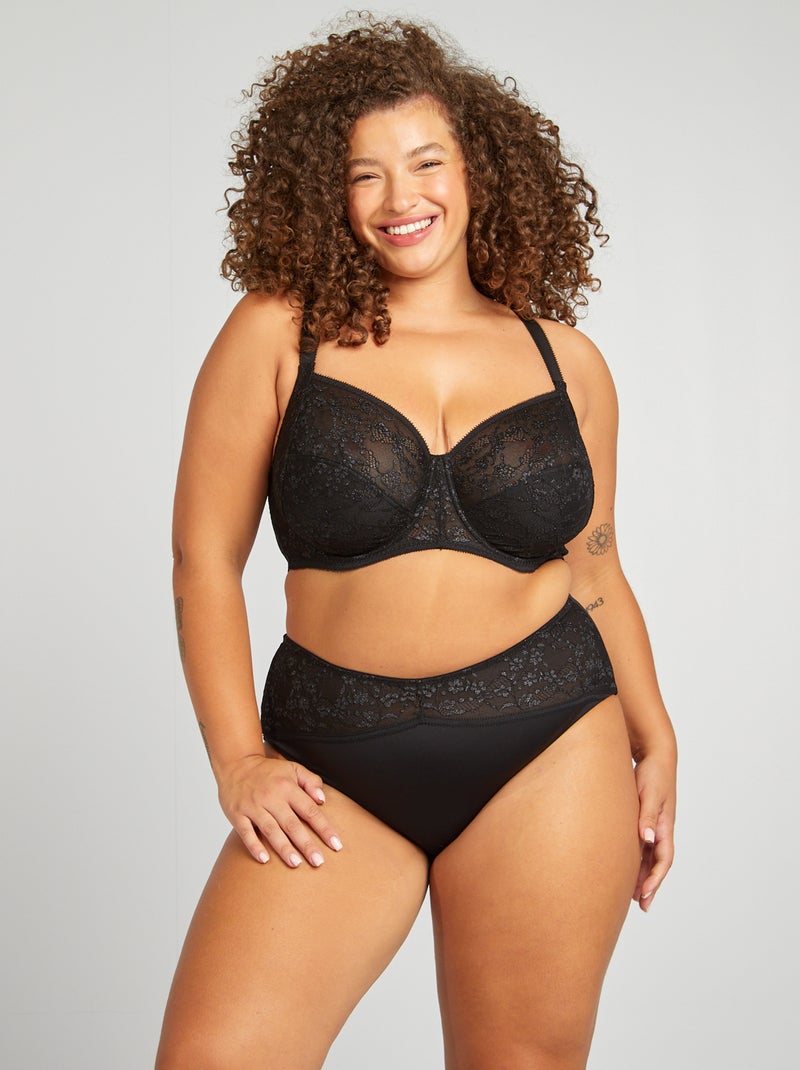 Soutien-gorge dentelle dos nageur noir - Kiabi