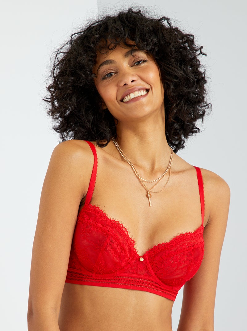 Soutien-gorge dentelle rouge - Kiabi
