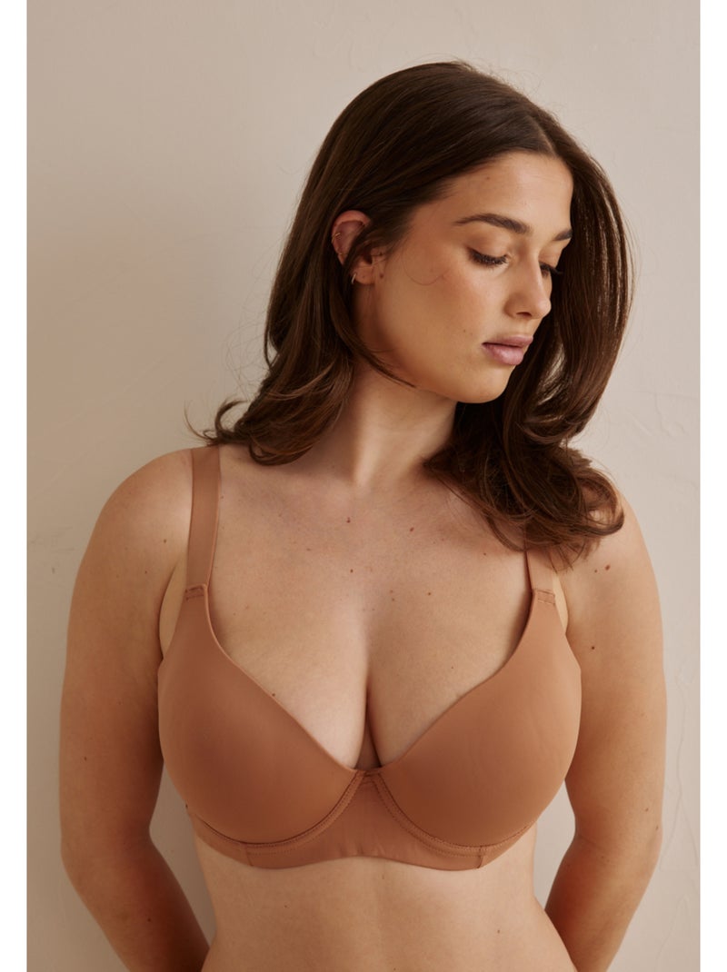 Soutien-gorge emboîtant à coques fines Dido Marron - Kiabi