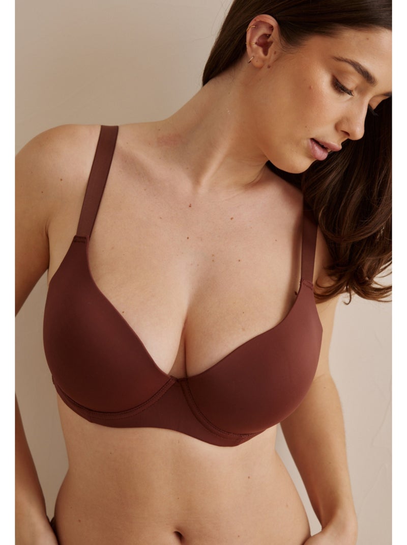 Soutien-gorge emboîtant à coques fines Dido Marron - Kiabi