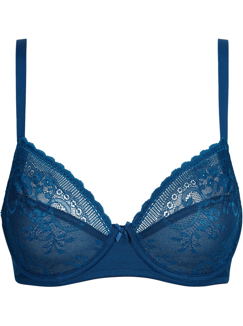Soutien-gorge emboitant avec armatures Feminine Line Bleu foncé - Kiabi