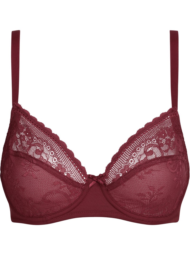 Soutien-gorge emboitant avec armatures Feminine Line Bordeaux - Kiabi