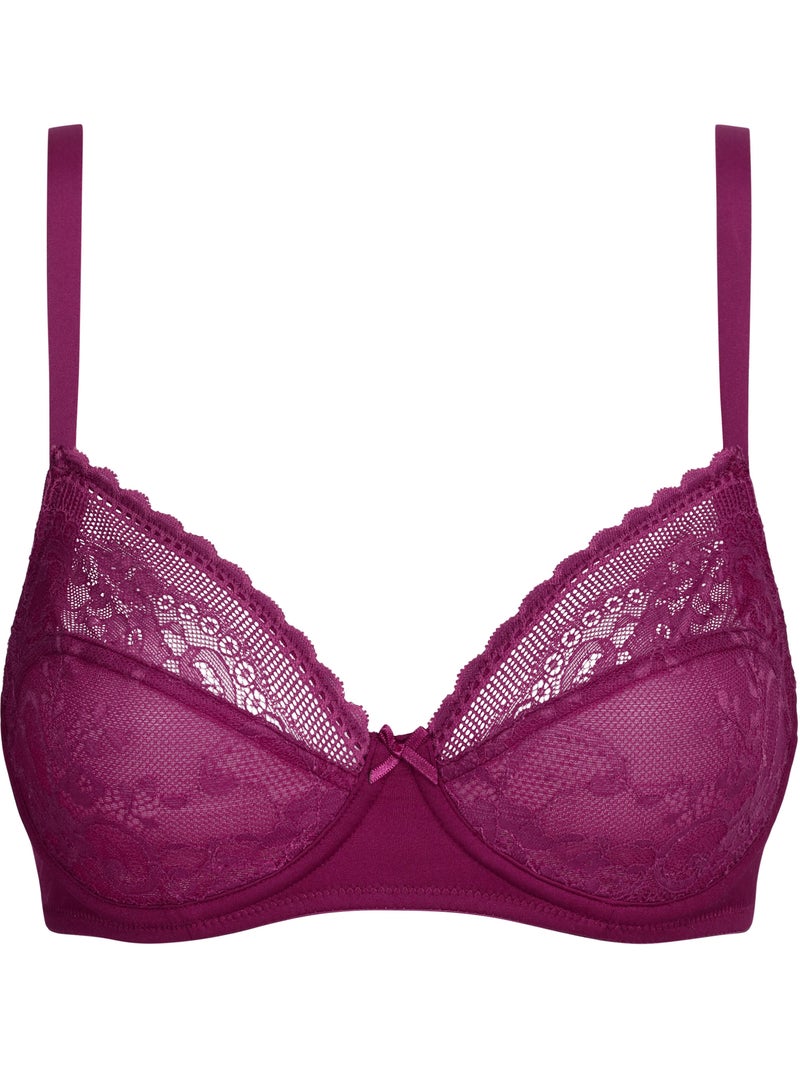 Soutien-gorge emboitant avec armatures Feminine Line Rouge pourpre - Kiabi