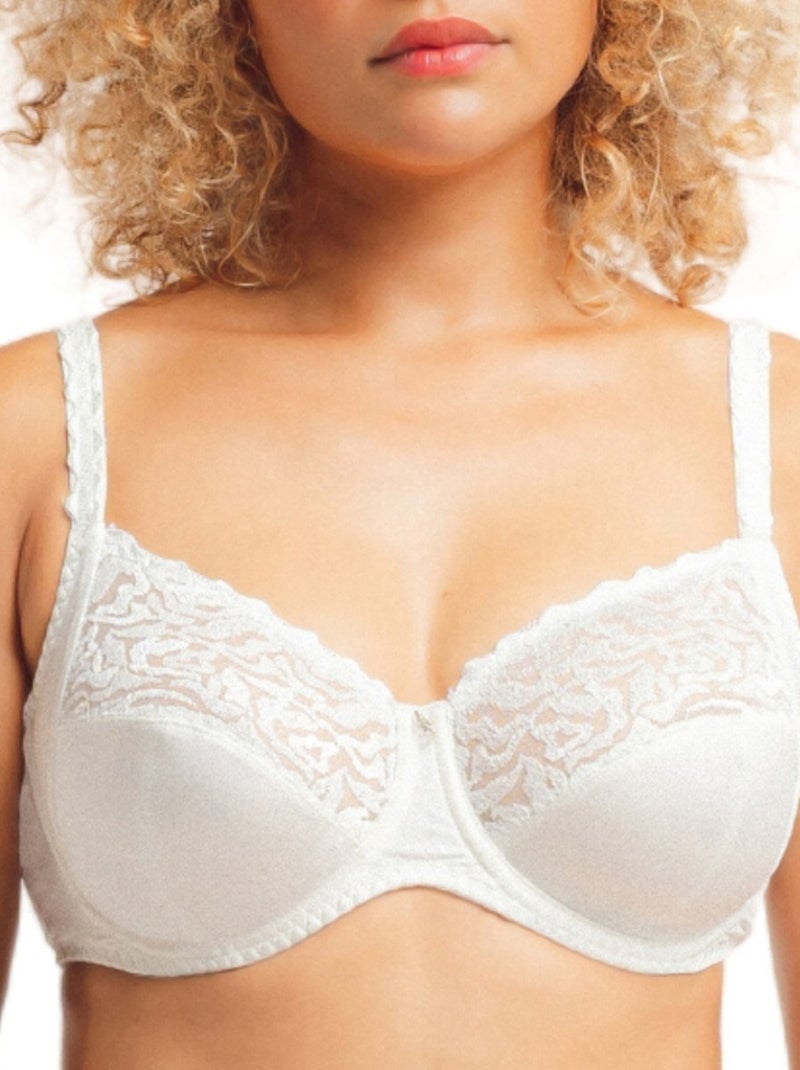 Soutien-gorge emboitant avec renfort latéral Electric Waves Beige clair - Kiabi