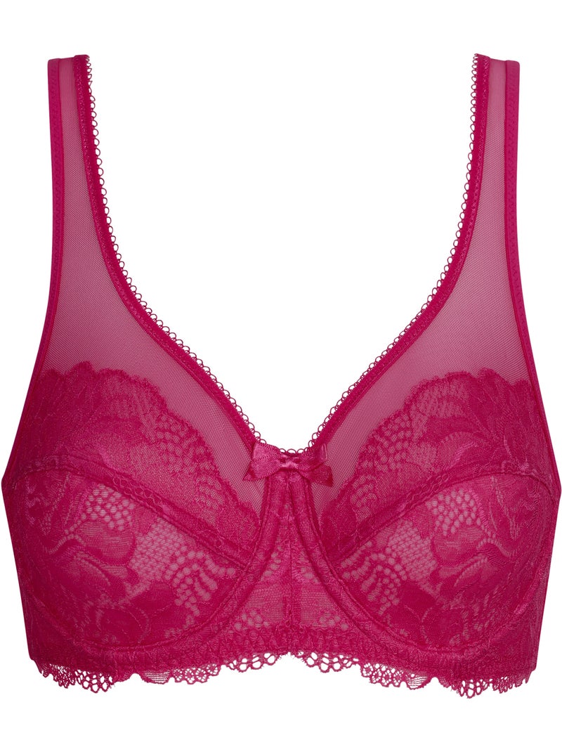 Soutien-gorge emboîtant dentelle florale Generous Essentiel Rose fushia - Kiabi