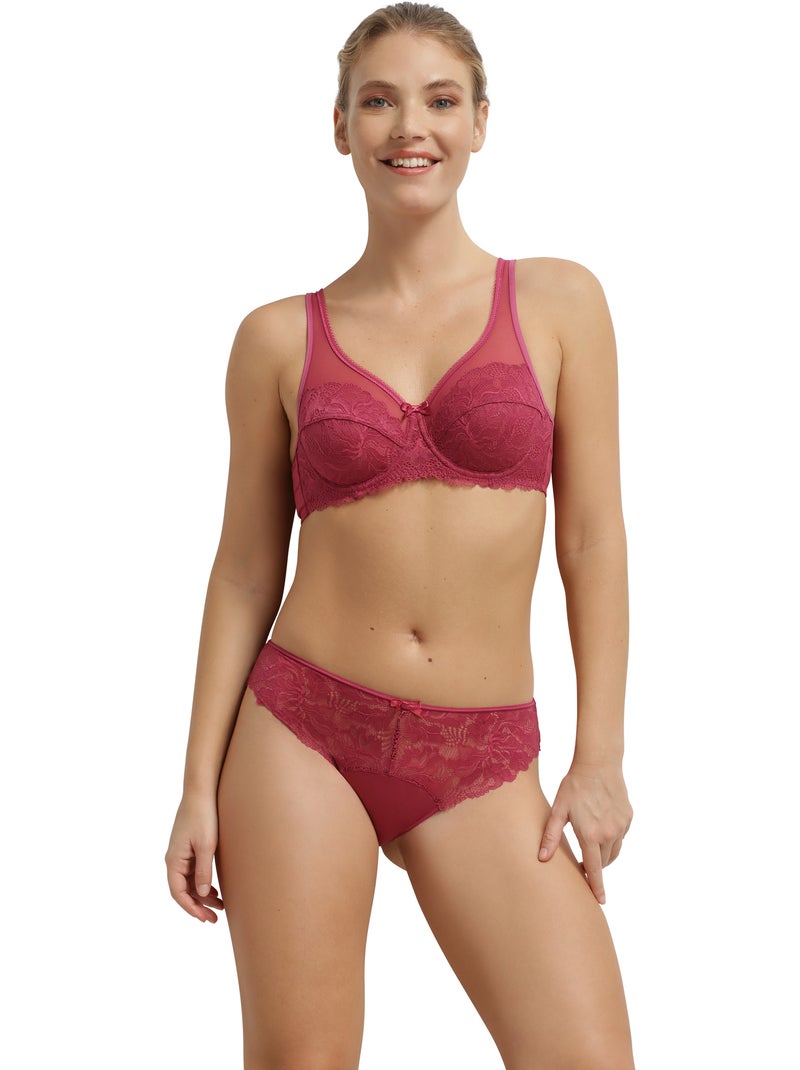 Soutien-gorge emboîtant dentelle Generous Essentiel Bordeaux - Kiabi