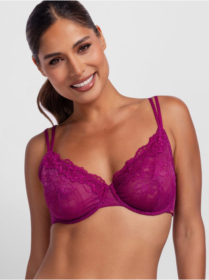 Soutien-gorge emboîtant dentelle sans coques Origins Lace Rose - Kiabi